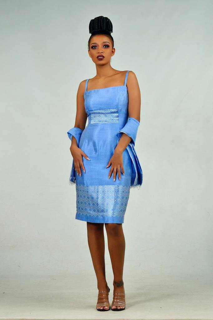 Blue Midi Dress Ethiopian Fabric
